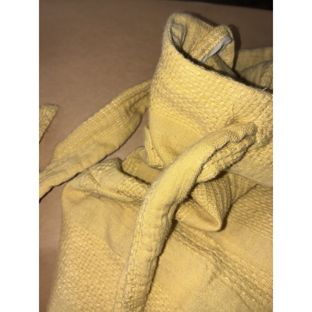 Free People Skirt Wrap Around Self Tie Belt Size XL Yellow Cotton Textured Mini - Picture 3 of 6
